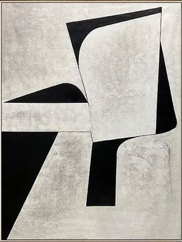 Black & Grey Geometric Abstract Oil Painting - Modern Art JJ 045 - Texarart
