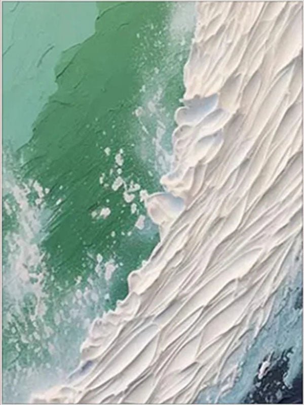 Emerald Surf Abstract Wall Art – Textured Ocean Canvas JJ 228 - Texarart