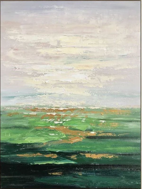 3D Green Abstract with Gold Accents - Modern Oil Art JJ 028 - Texarart