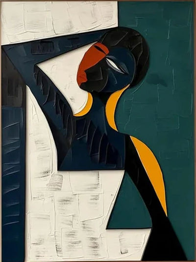 African Inspired Abstract Woman Oil Painting - Modern Figure Art JJ 053 - Texarart