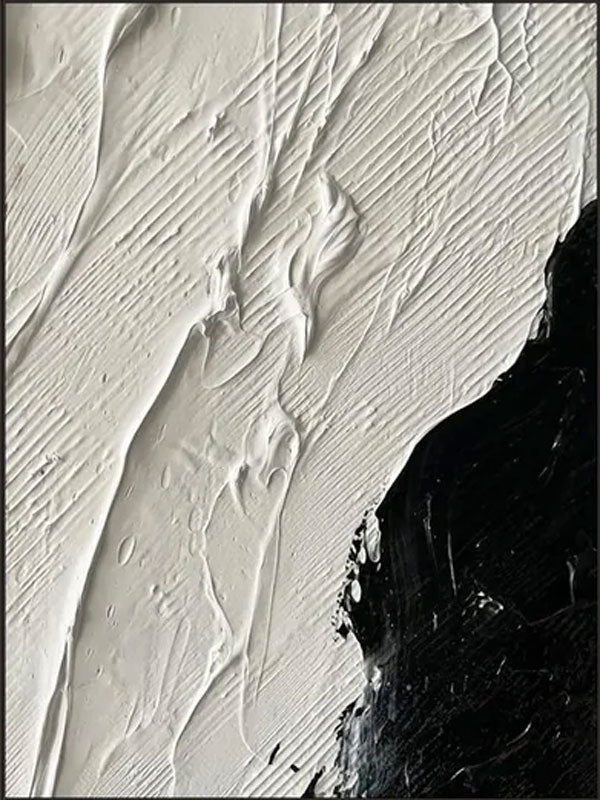 Modern Minimalist Black & White Abstract - Textured Canvas JJ 025 - Texarart