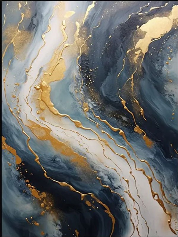 Gold Foil Marble Abstract Oil Painting - Luxurious Wall Art JJ 036 - Texarart
