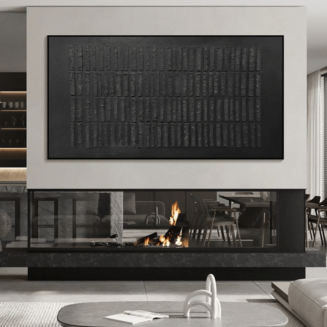 Large Modern Black Textured Wall Art TC 084 - Texarart