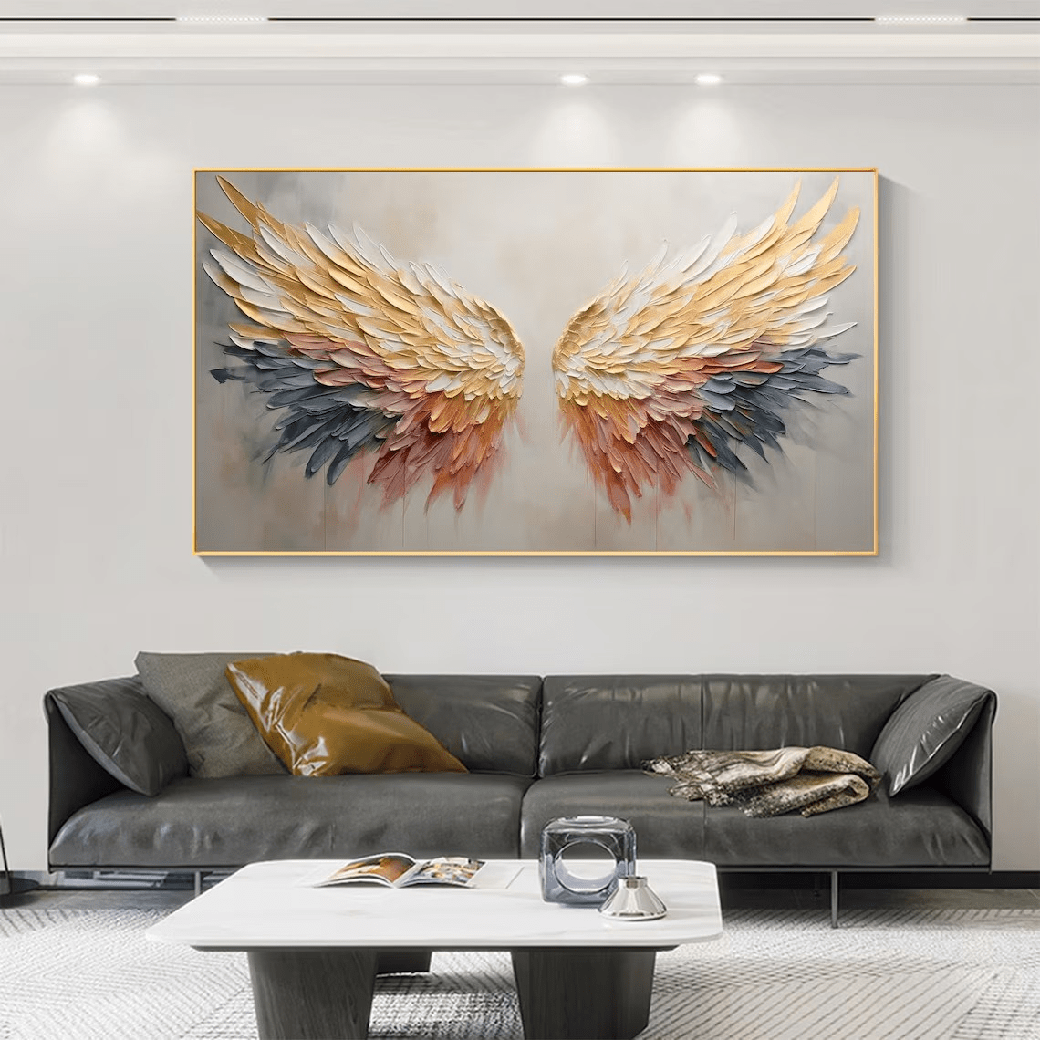 Textured Angel Wings Abstract Oil Painting - Elegant Wall Art JJ 029 - Texarart