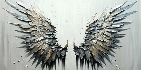 Textured Angel Wings Oil Painting | Large 3D Wall Art Decor ZZ 004 - Texarart