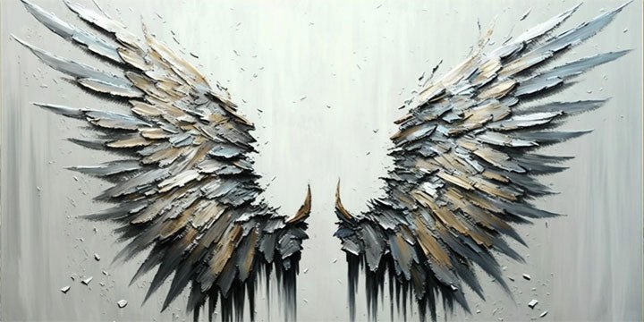 Textured Angel Wings Oil Painting | Large 3D Wall Art Decor ZZ 004 - Texarart