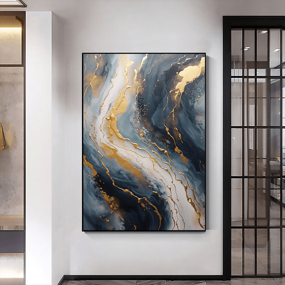 Gold Foil Marble Abstract Oil Painting - Luxurious Wall Art JJ 036 - Texarart