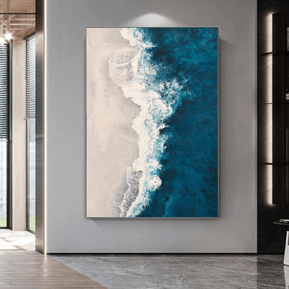 3D Vibrant Blue & White Ocean - Modern Seascape Art JJ 019 - Texarart