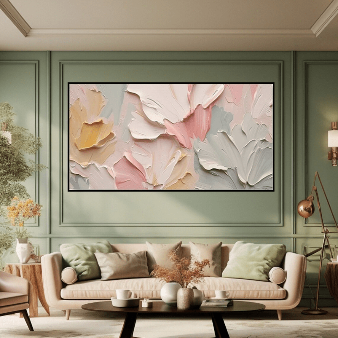 Textured Abstract Floral Painting - Pastel Wall Art TC 094 - Texarart