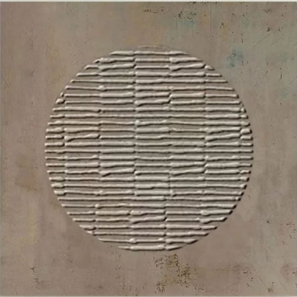 3D Minimalist Abstract Oil Painting with Textured Brown Circle JJ 013 - Texarart