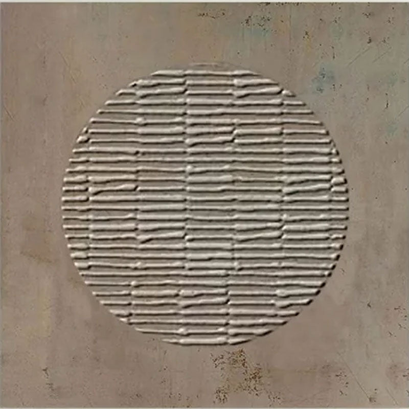 3D Minimalist Abstract Oil Painting with Textured Brown Circle JJ 013 - Texarart