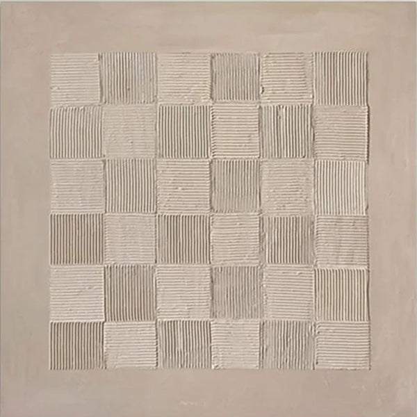 Textured Beige Abstract - Regular Grid Minimalist Living Room Art JJ 016 - Texarart