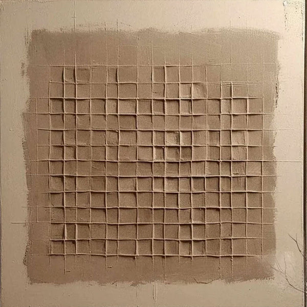 Modern Abstract Textured Beige Canvas Art – Handcrafted Oil Painting JJ 005 - Texarart