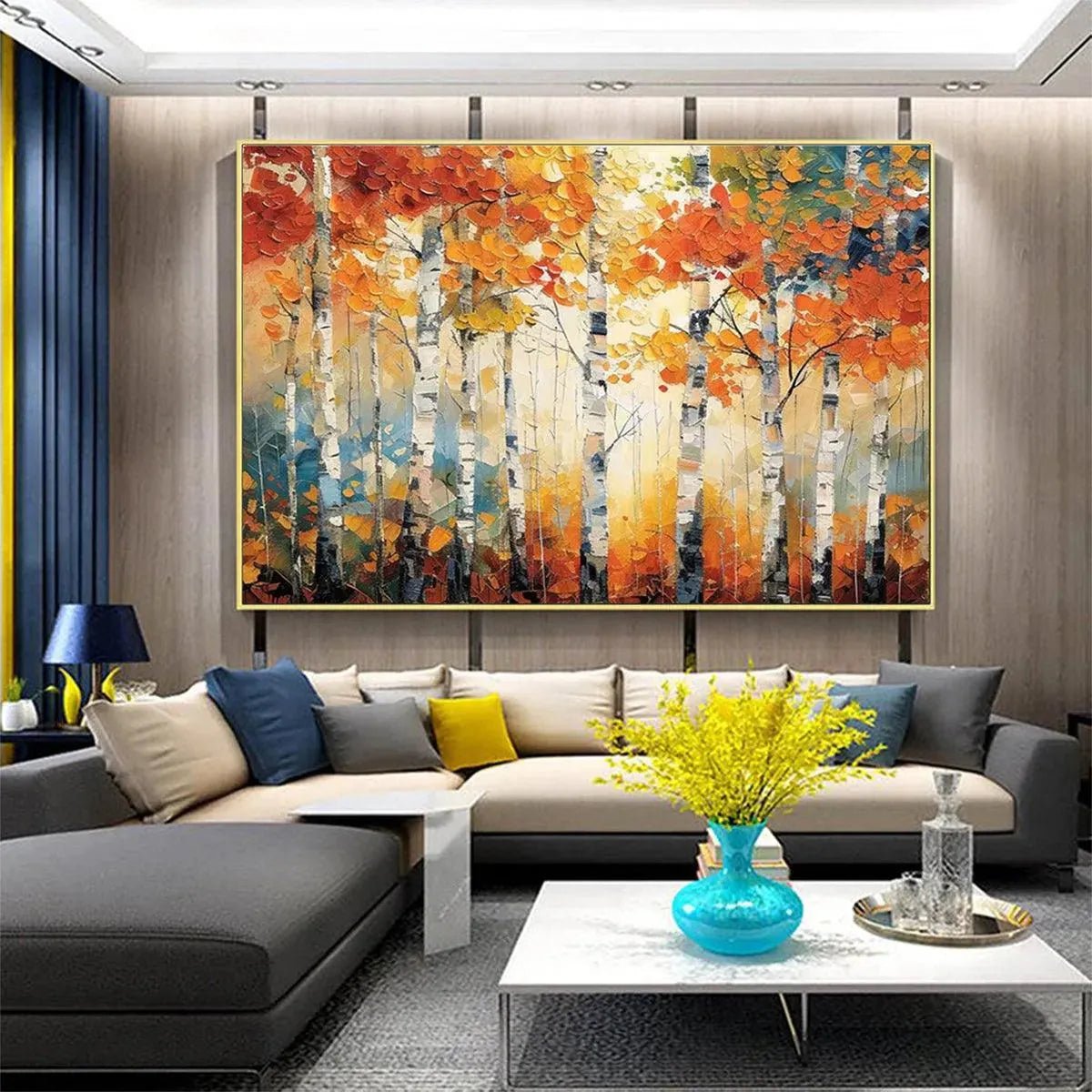 Textured Impasto Birch Tree Painting | Palette Knife Wall Art TC 245 - Texarart