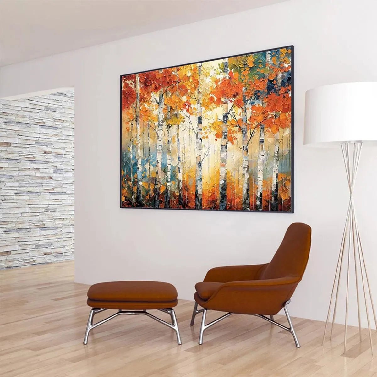 Textured Impasto Birch Tree Painting | Palette Knife Wall Art TC 245 - Texarart