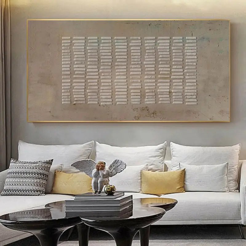 Beige Textured Abstract Oil Painting - Modern Minimalist Art JJ 089 - Texarart