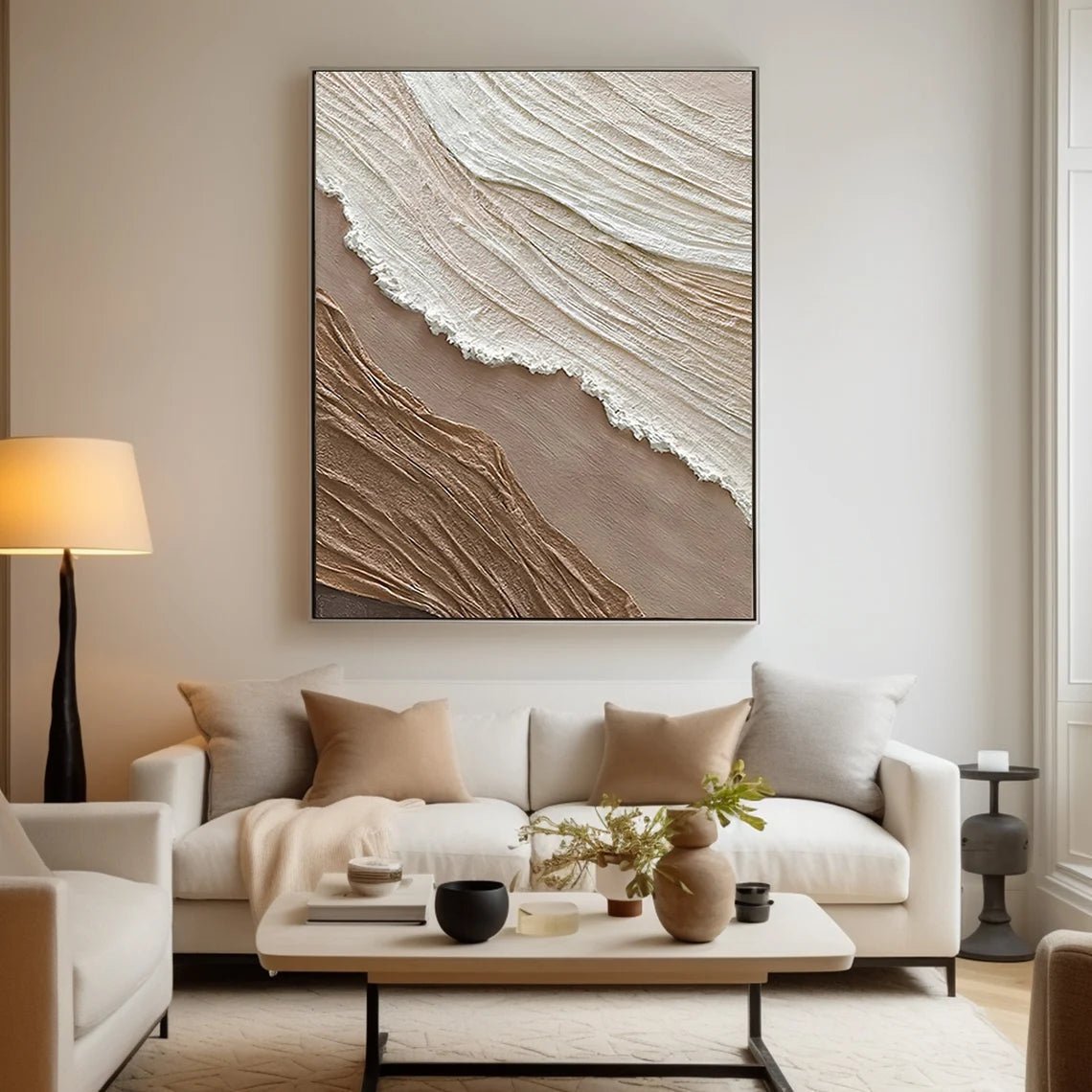 Wabi Sabi Textured Wall Art | Vertical Abstract Neutral Canvas Decor ZZ 116 - Texarart