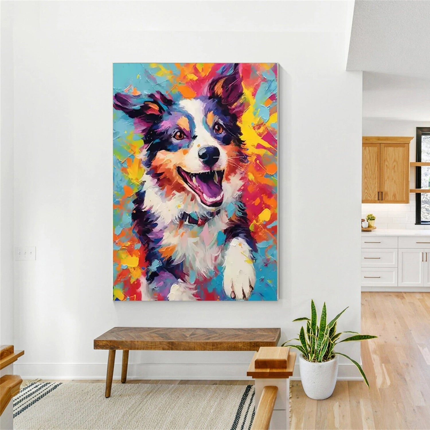 Vibrant Animal Painting | Large Colorful Dog Canvas Wall Art Decor ZZ 160 - Texarart