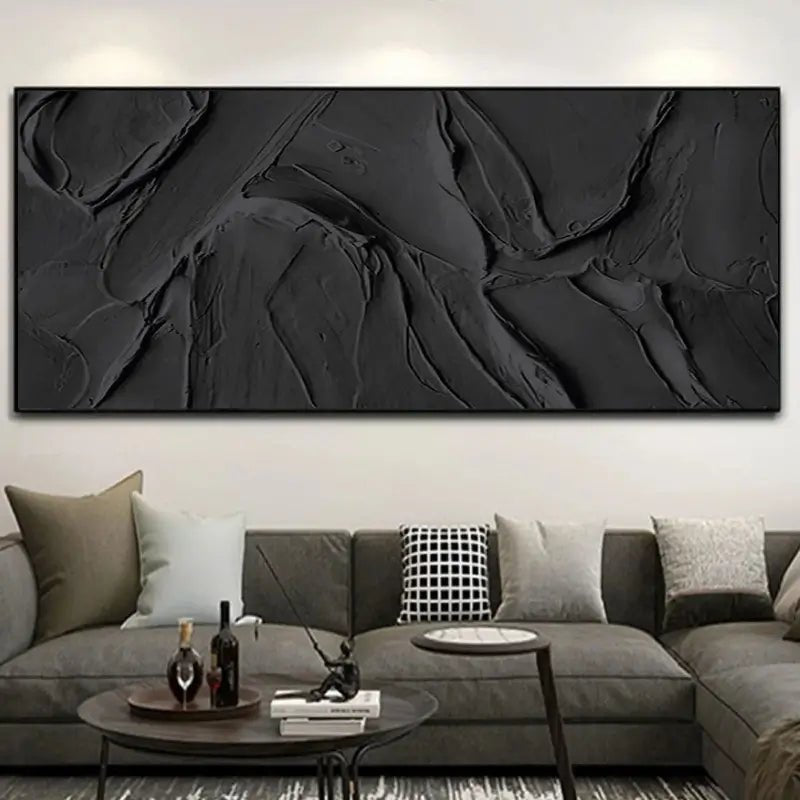 Large Black Texture Artwork: Modern Abstract Wall Decor ZZ 134 - Texarart