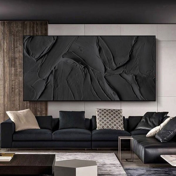 Large Black Texture Artwork: Modern Abstract Wall Decor ZZ 134 - Texarart