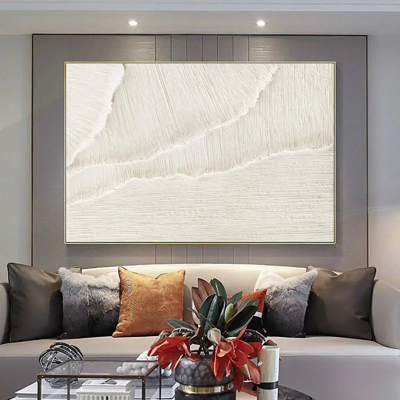 White Textured Abstract Art - Modern Minimalist Decor JJ 110 - Texarart