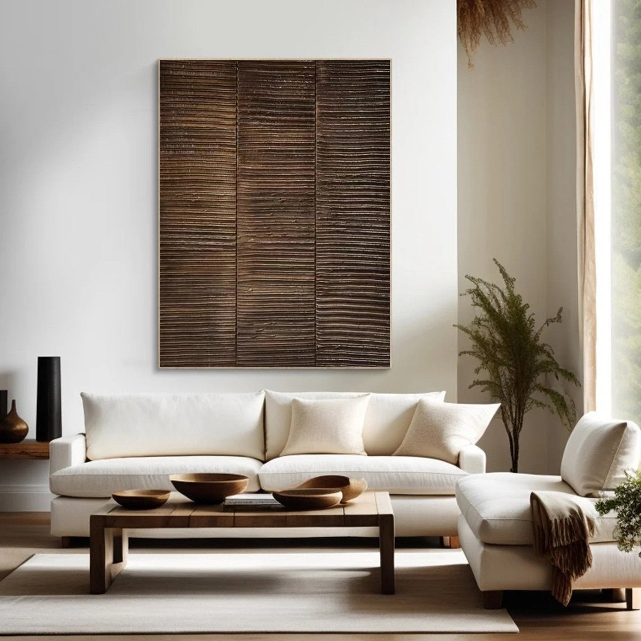 Large Rustic Panel Wall Art | Wabi - Sabi Inspired Textured Decor JJ 065 - Texarart