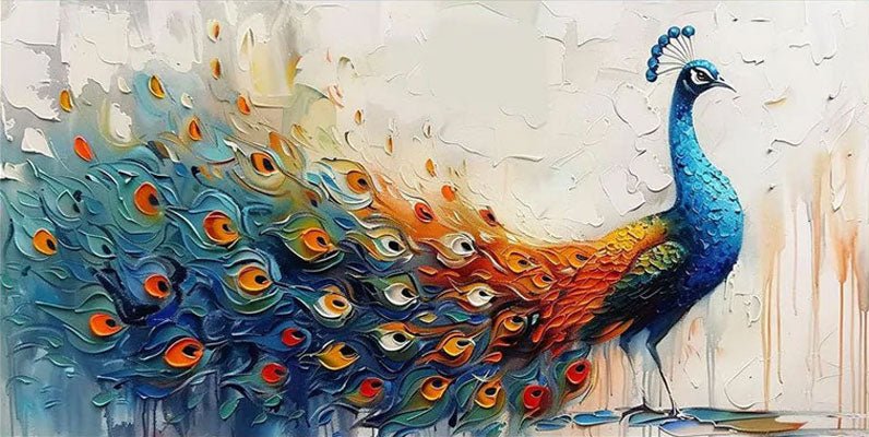 Abstract Style Peacock Wall Art with Rich Colors TC 003 - Texarart