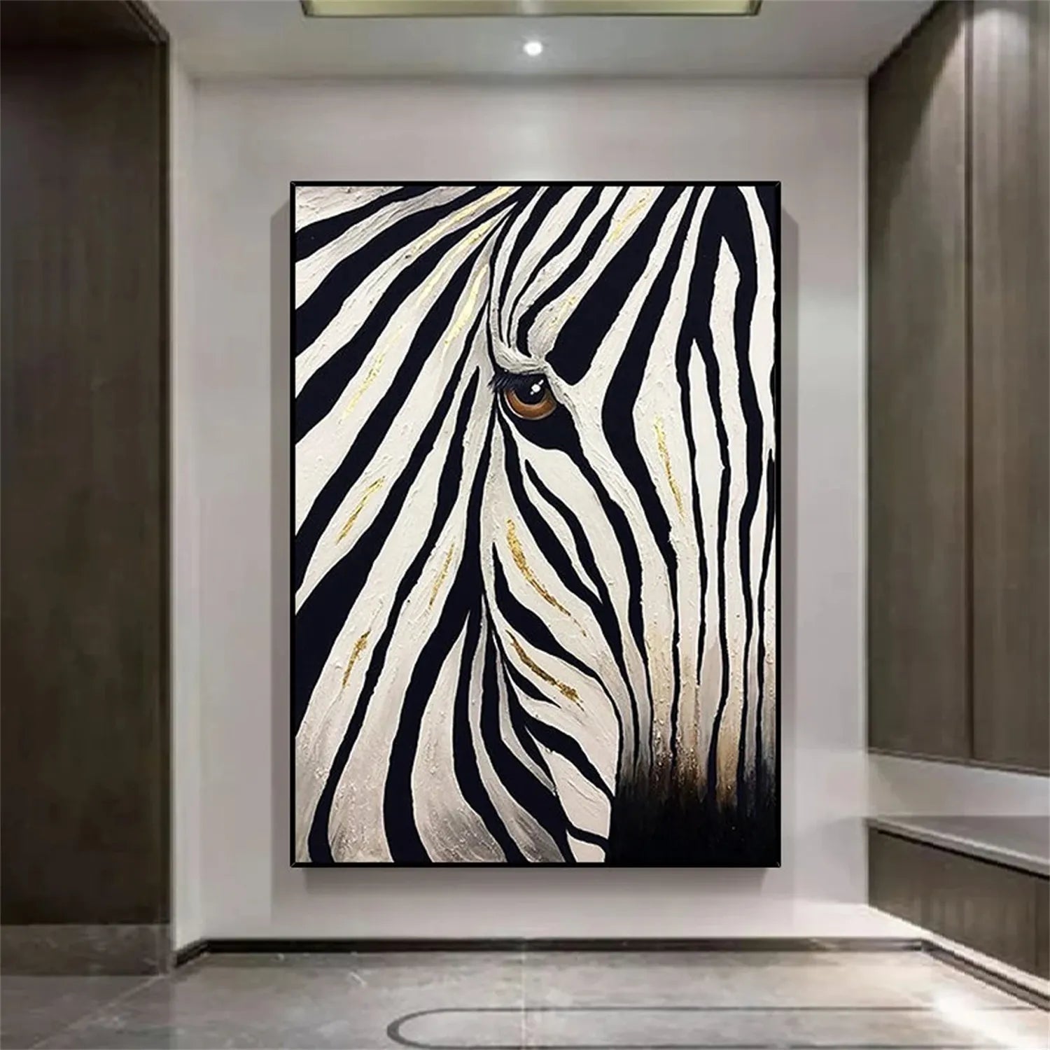 Abstract Zebra Eye Canvas: Modern Wildlife Artwork ZZ 023 - Texarart