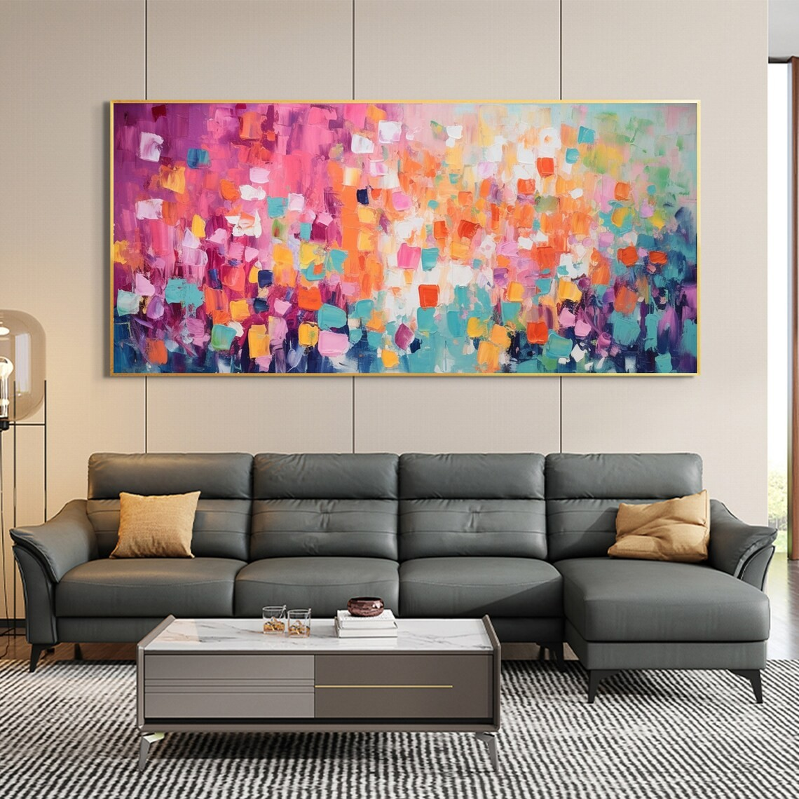 Colorful Abstract Block Oil Painting - Vibrant Modern Art JJ 030 - Texarart