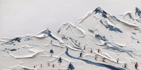 Original Textured Ski Painting | Large Mountain Landscape Wall Art ZZ 129 - Texarart