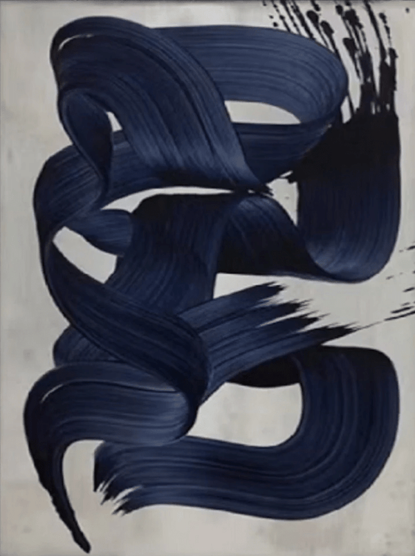 Blue Brushstroke Abstract Oil Painting, Modern Minimalist Art Wall Decor TB 050 - Texarart