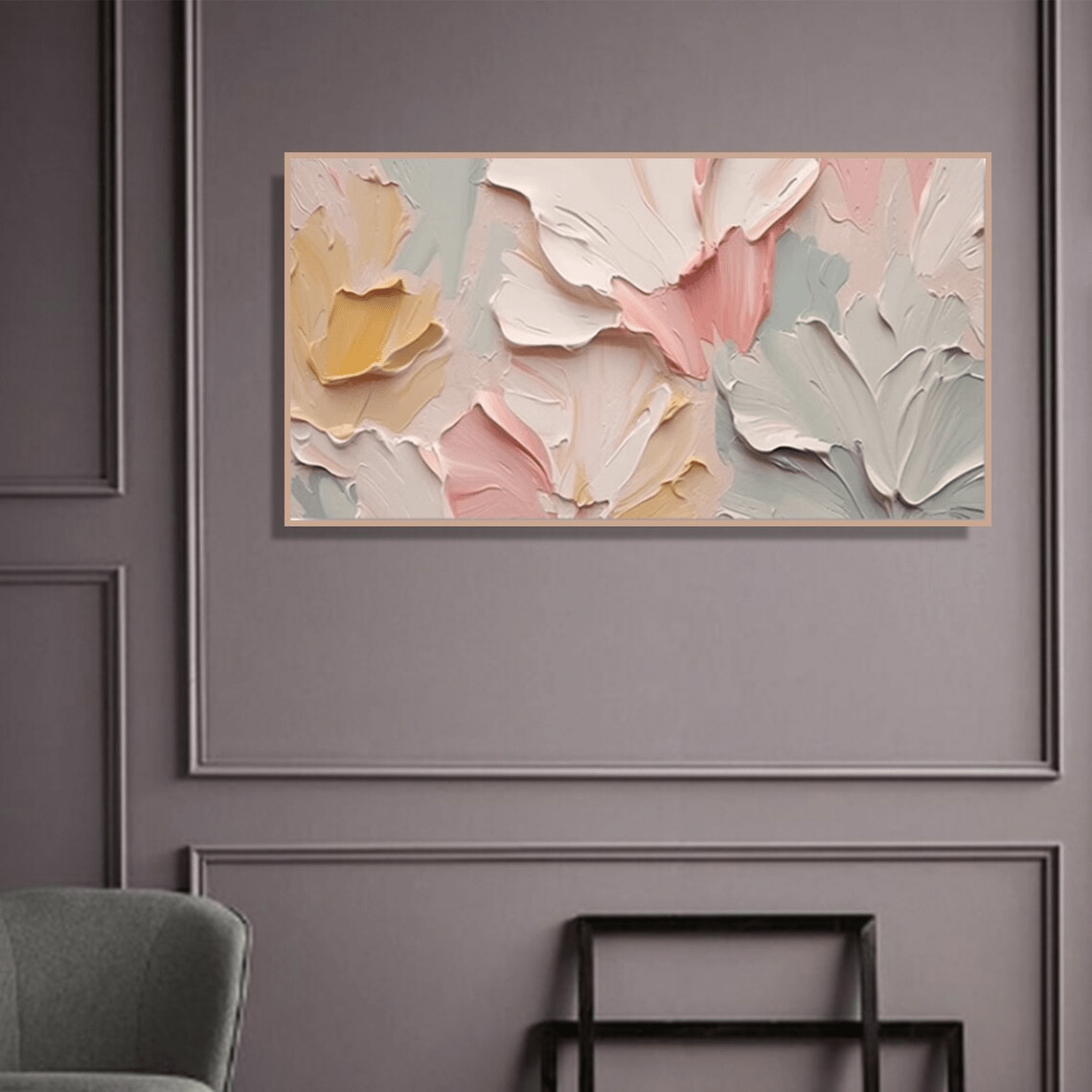 Textured Abstract Floral Painting - Pastel Wall Art TC 094 - Texarart