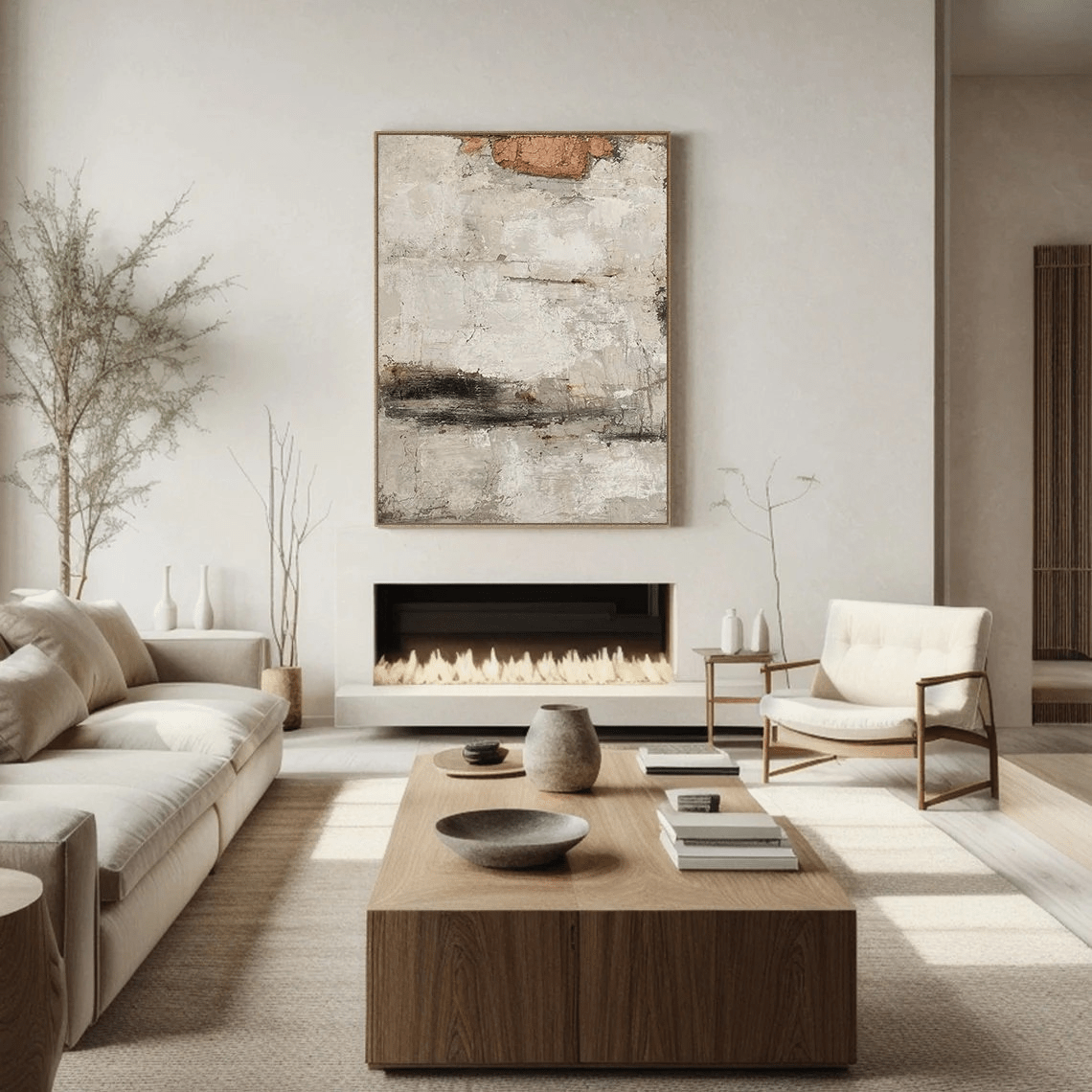 Handmade Contemporary Abstract Oil Painting | Neutral Colors TC 063 - Texarart