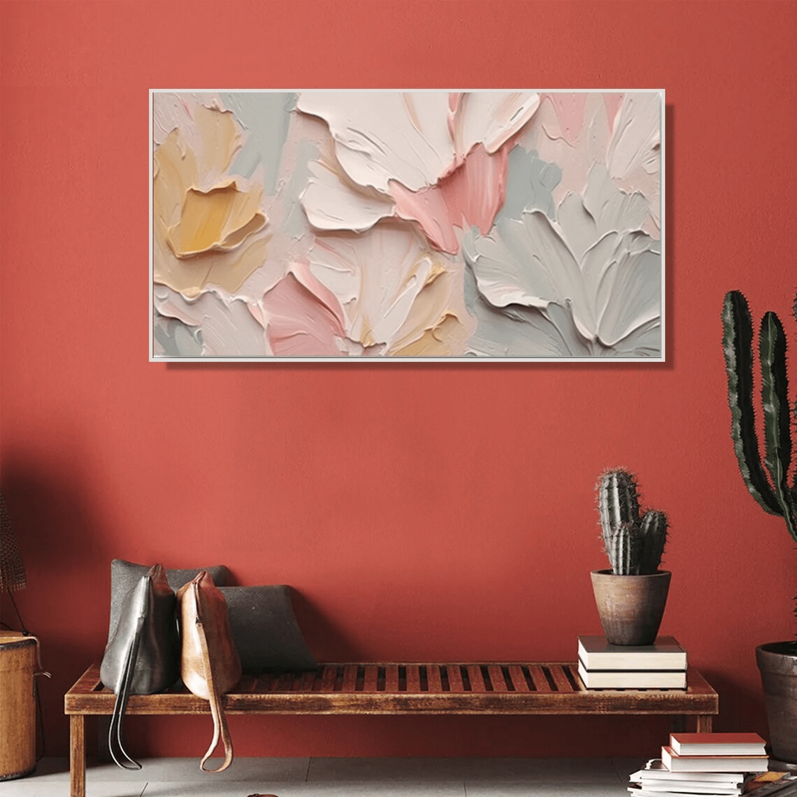 Textured Abstract Floral Painting - Pastel Wall Art TC 094 - Texarart