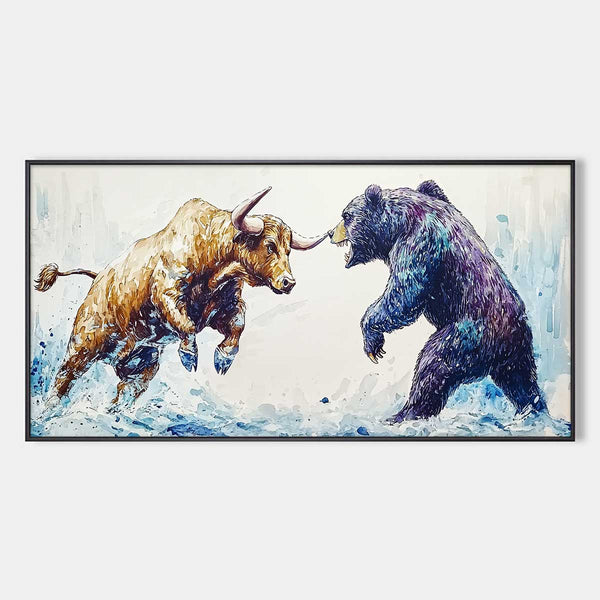 Expressive Bull vs Bear Art | Finance Office Wall Decor ZZ 241 - Texarart
