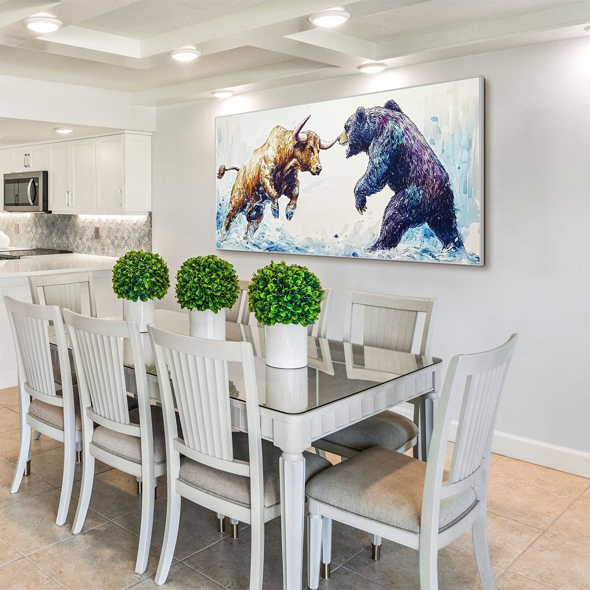 Expressive Bull vs Bear Art | Finance Office Wall Decor ZZ 241 - Texarart