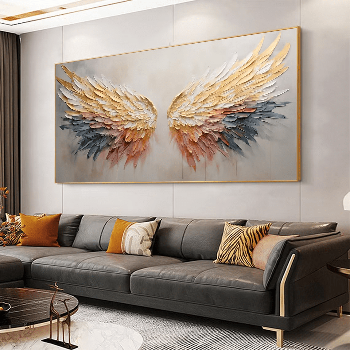 Textured Angel Wings Abstract Oil Painting - Elegant Wall Art JJ 029 - Texarart