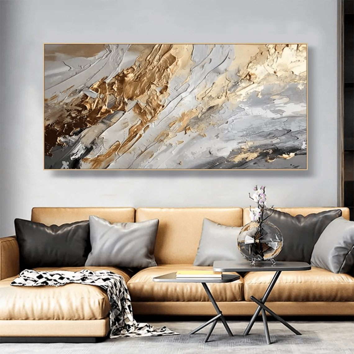 Textured Gold Abstract Painting | Modern Handmade Wall ArtTC 076 - Texarart