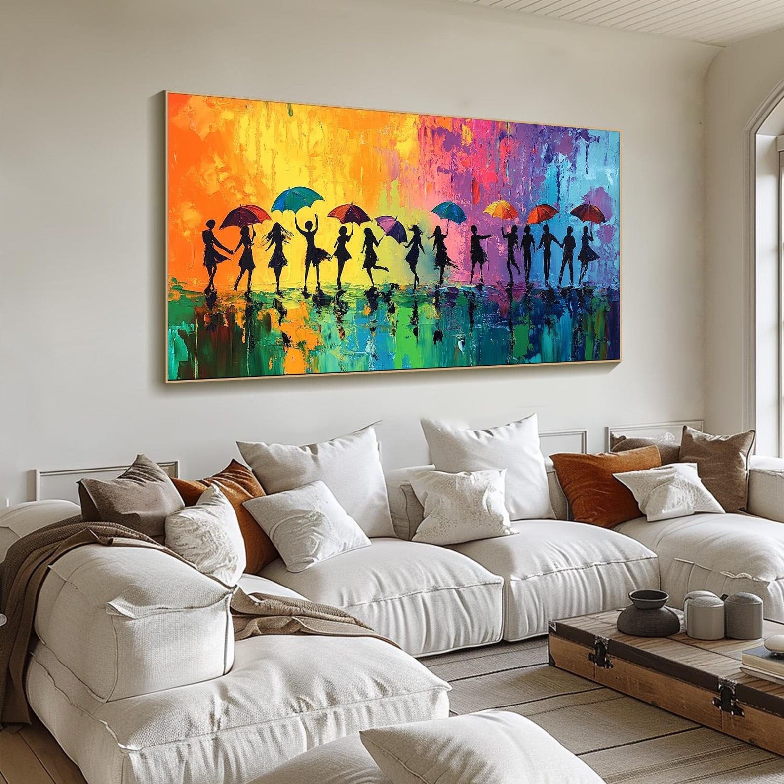 Colorful Rain Dance Abstract Oil Painting, Modern Lively TB 074 - Texarart
