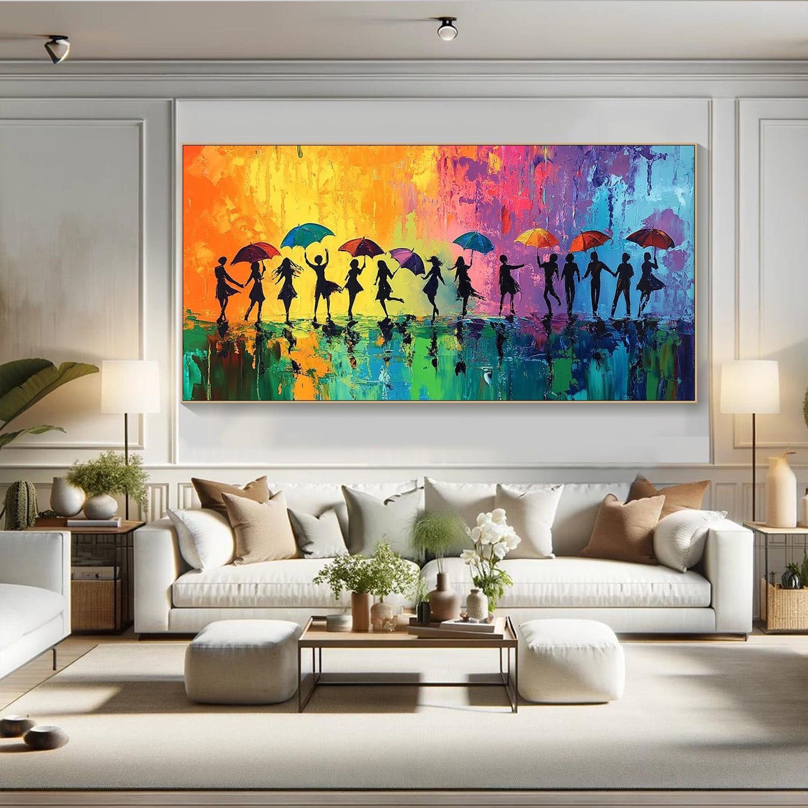 Colorful Rain Dance Abstract Oil Painting, Modern Lively TB 074 - Texarart