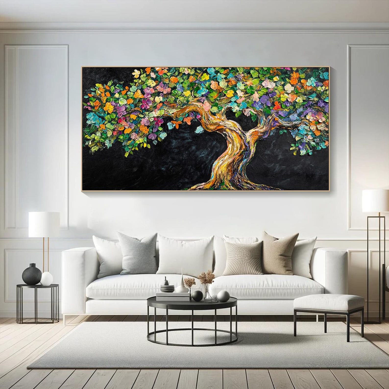 Multicolored Tree of Life Abstract Painting, Modern Art Wall Art