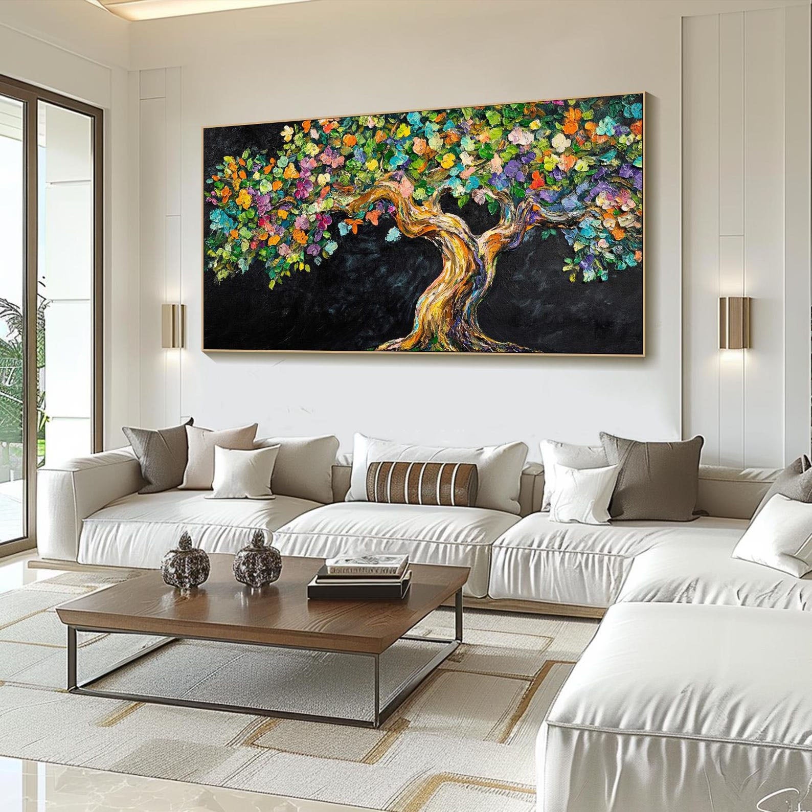 Vibrant Tree of Life Abstract Oil Painting, Modern Art Wall Decor TB 054 - Texarart