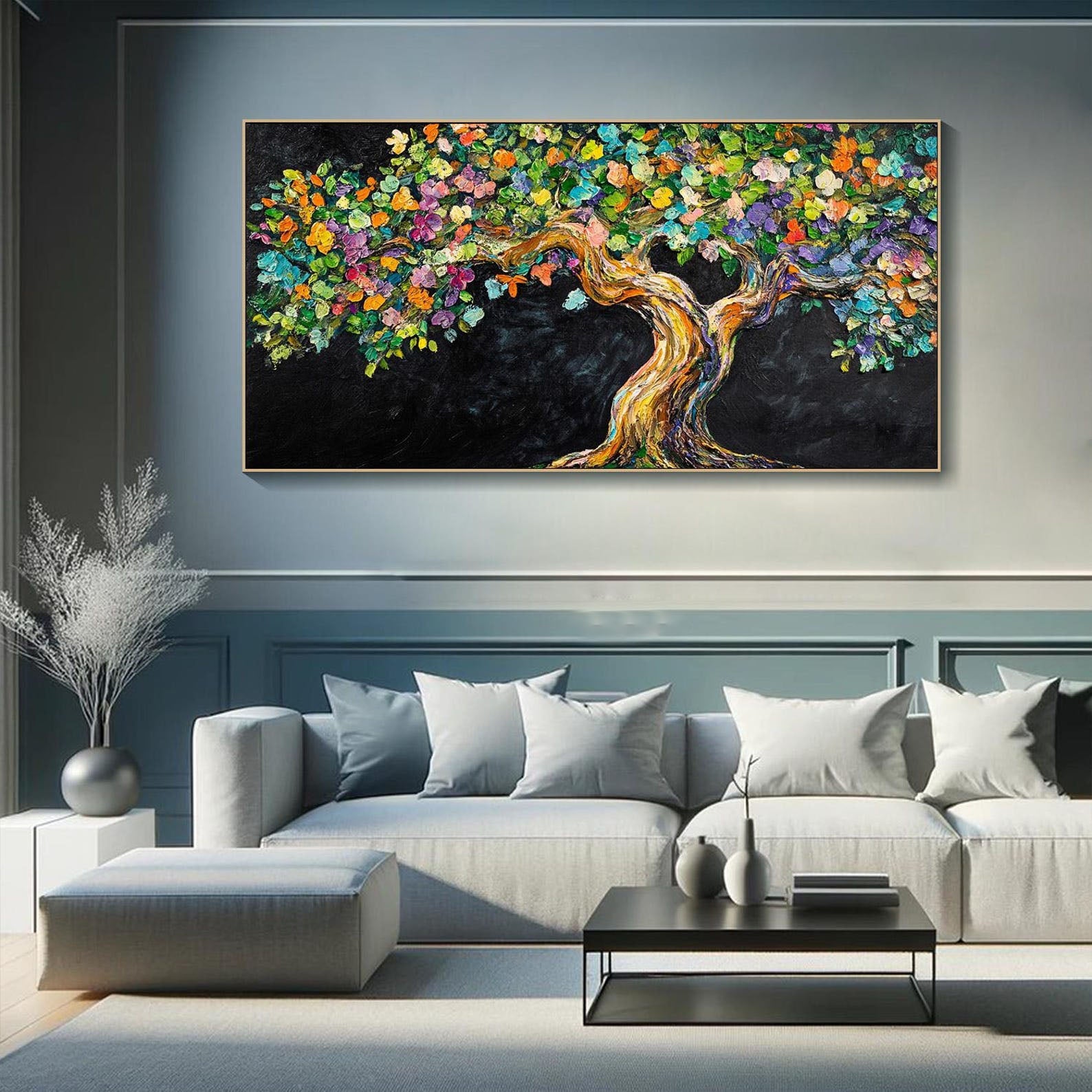Vibrant Tree of Life Abstract Oil Painting, Modern Art Wall Decor TB 054 - Texarart