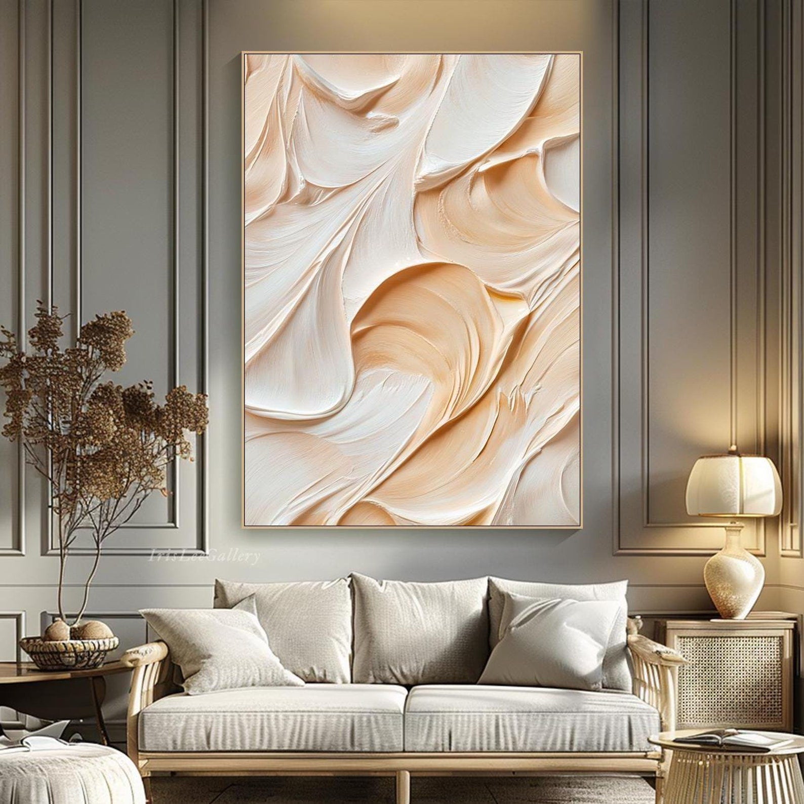 Abstract Textured Painting in Cream & Beige TC 007 - Texarart