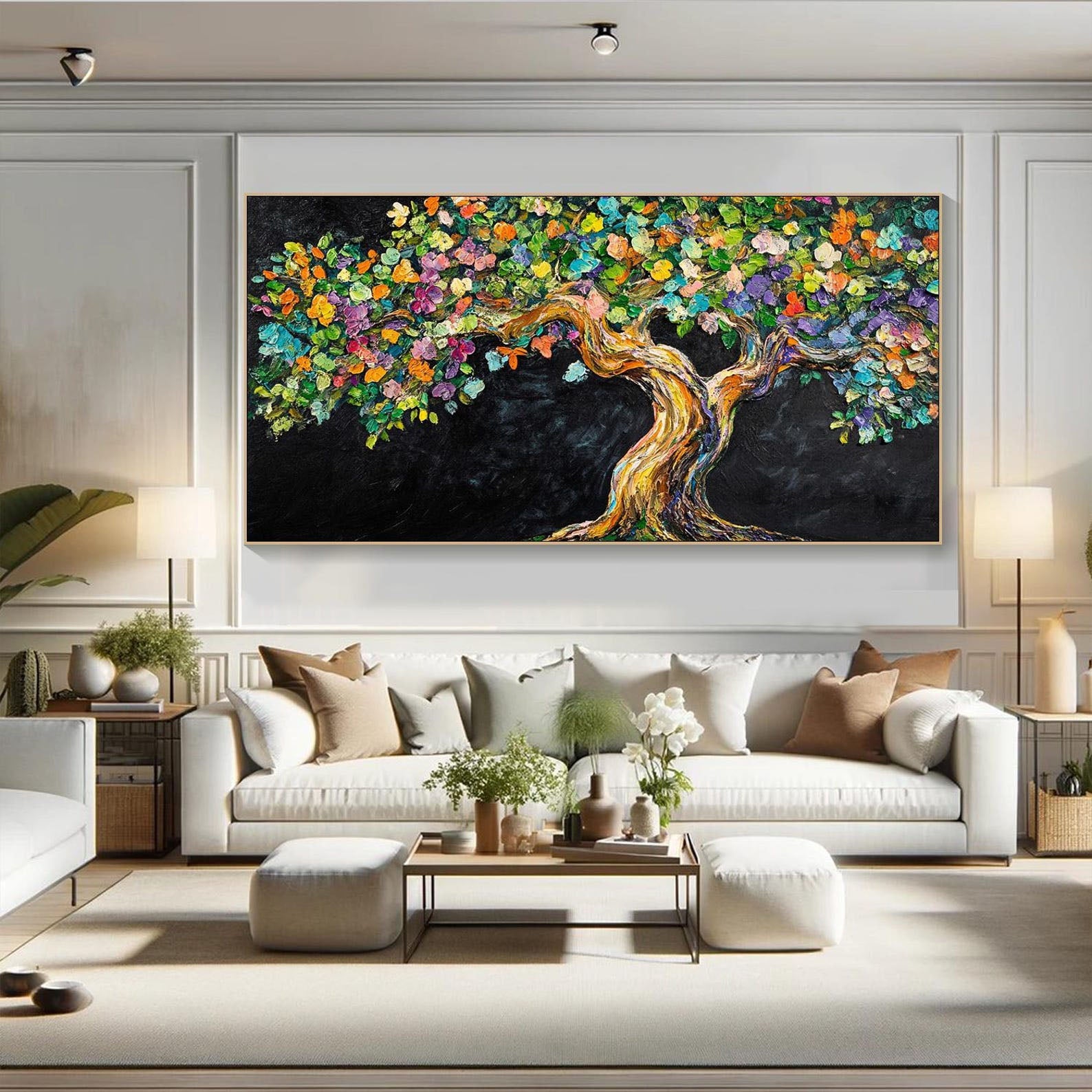 Vibrant Tree of Life Abstract Oil Painting, Modern Art Wall Decor TB 054 - Texarart