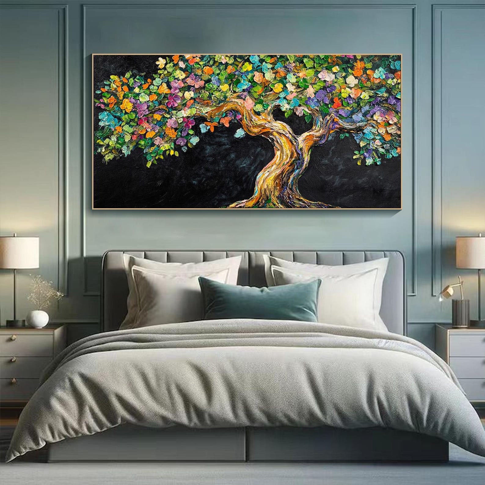 Vibrant Tree of Life Abstract Oil Painting, Modern Art Wall Decor TB 054 - Texarart