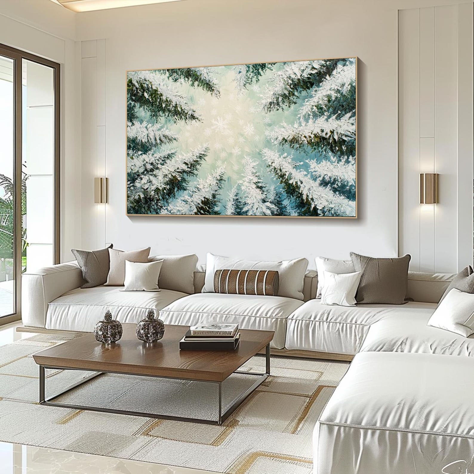 Snowy Forest Oil Painting - Ice - Covered Trees Art TB 010 - Texarart
