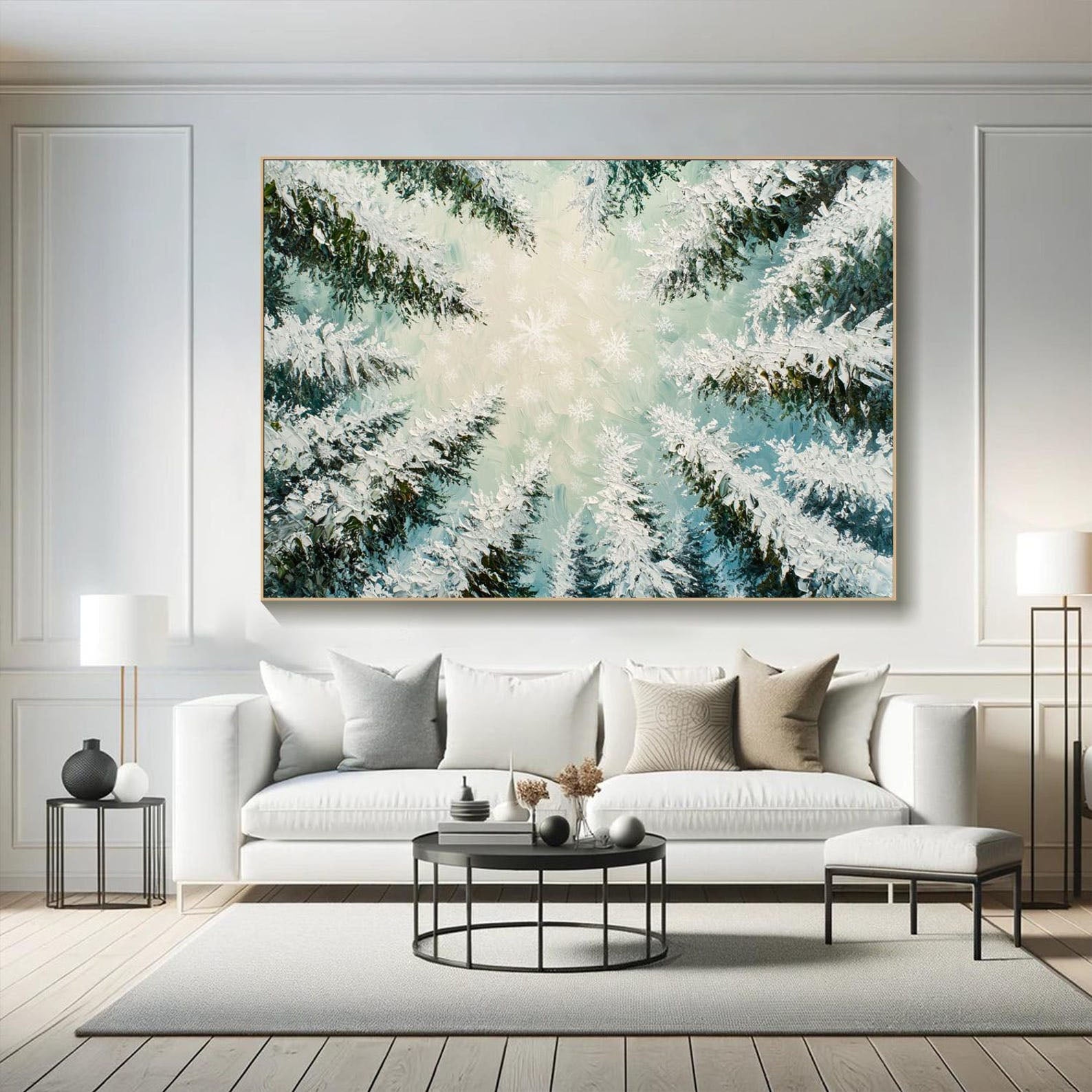 Snowy Forest Oil Painting - Ice - Covered Trees Art TB 010 - Texarart
