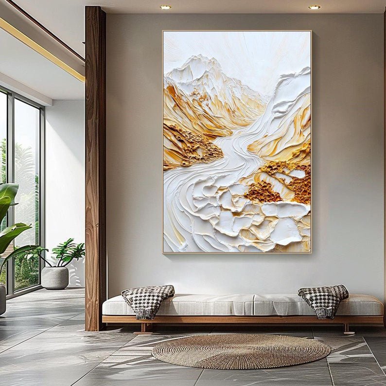 Modern 3D Embossed Landscape Art, White Gold Grand TB 064 - Texarart