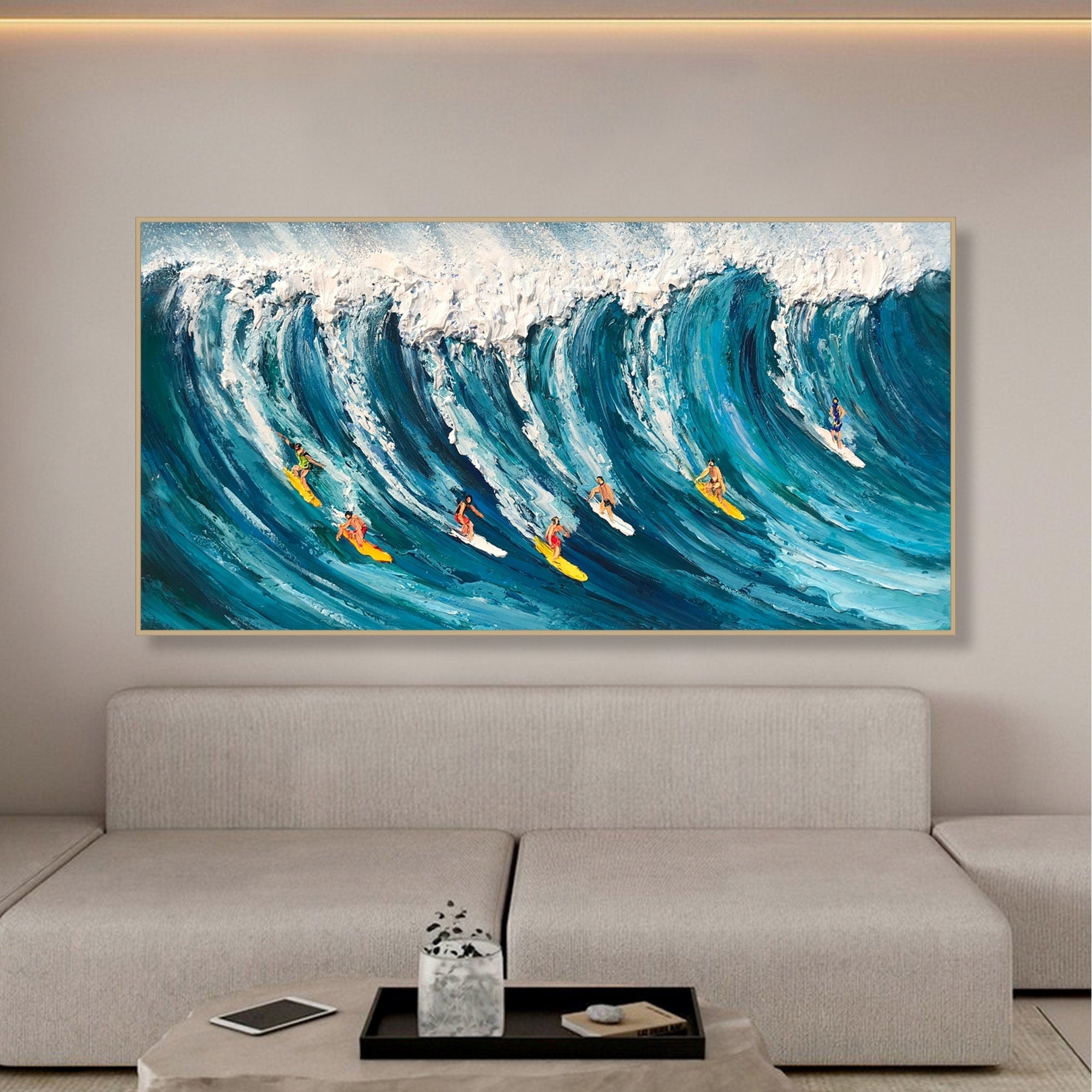 Blue Ocean Wave Surfing Abstract Art, Modern Sport TB 076 - Texarart